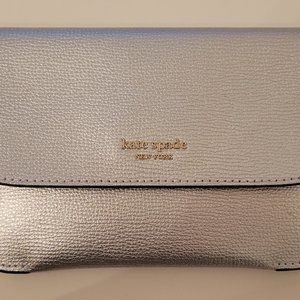 Kate Spade Silver Leather Clutch NWT
